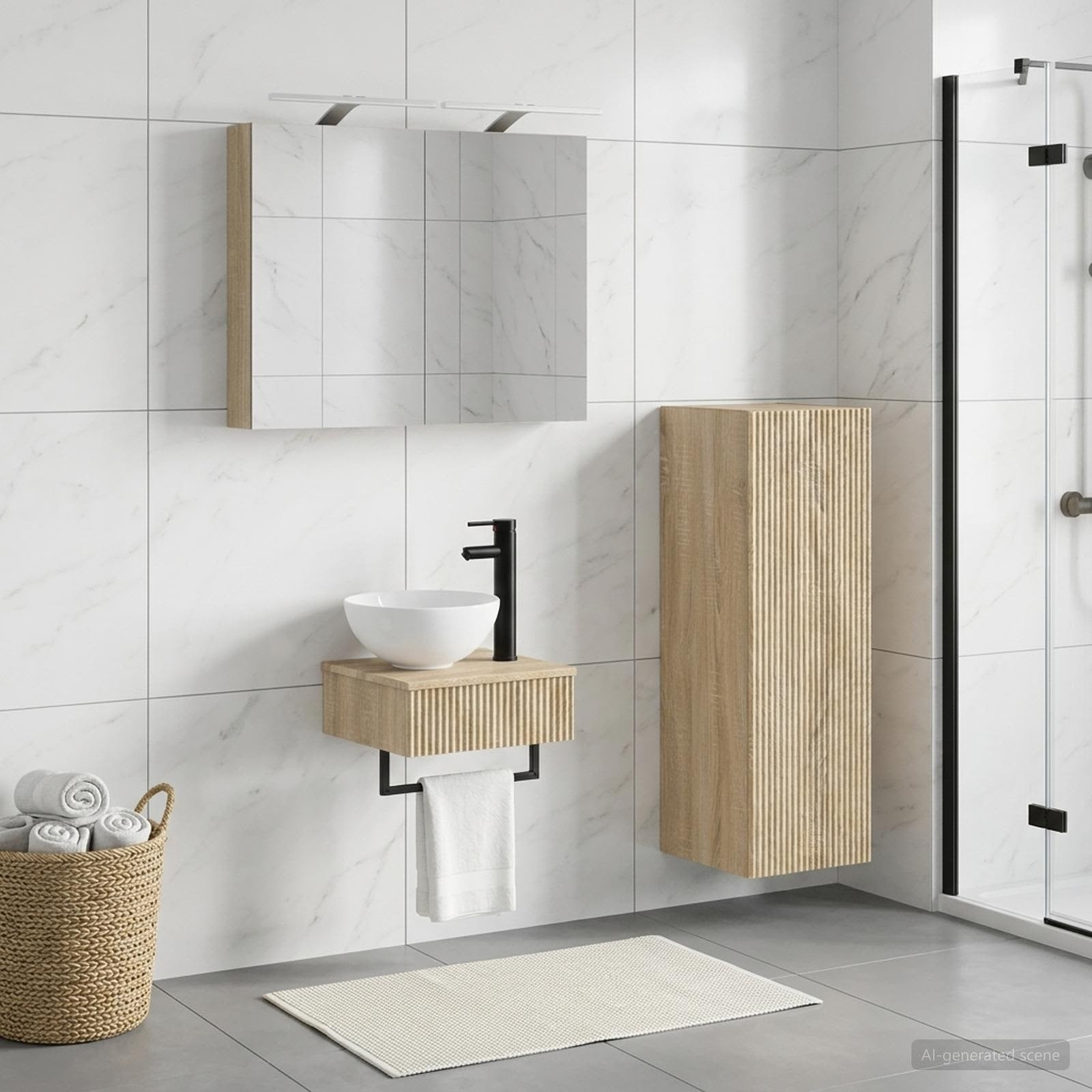 vidaXL Badezimmerschrank-Set 4 pcs Sonoma-Eiche 40 x 10,5 x 60,5 cm