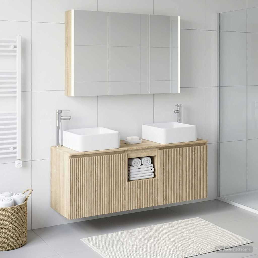 vidaXL Badezimmerschrank-Set 4 pcs Sonoma-Eiche Holzwerkstoff