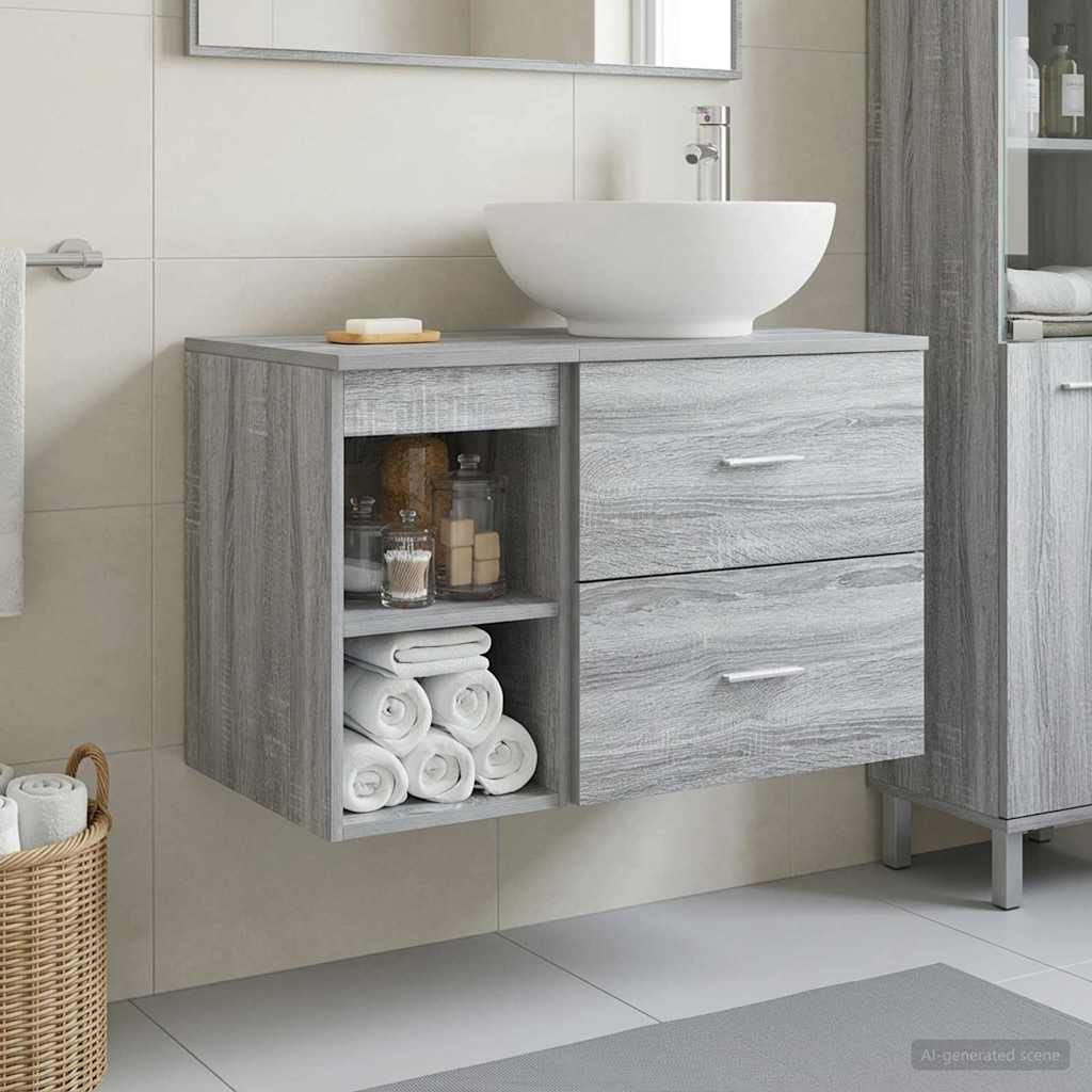 vidaXL Badezimmermöbel-Set 2 pcs Grau Sonoma Holzwerkstoff