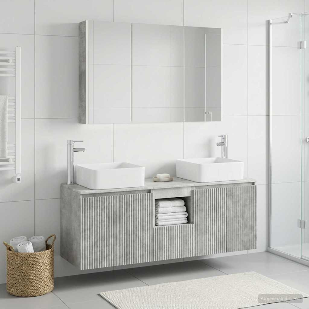 vidaXL Badezimmerschrank-Set 4 pcs Betongrau Holzwerkstoff