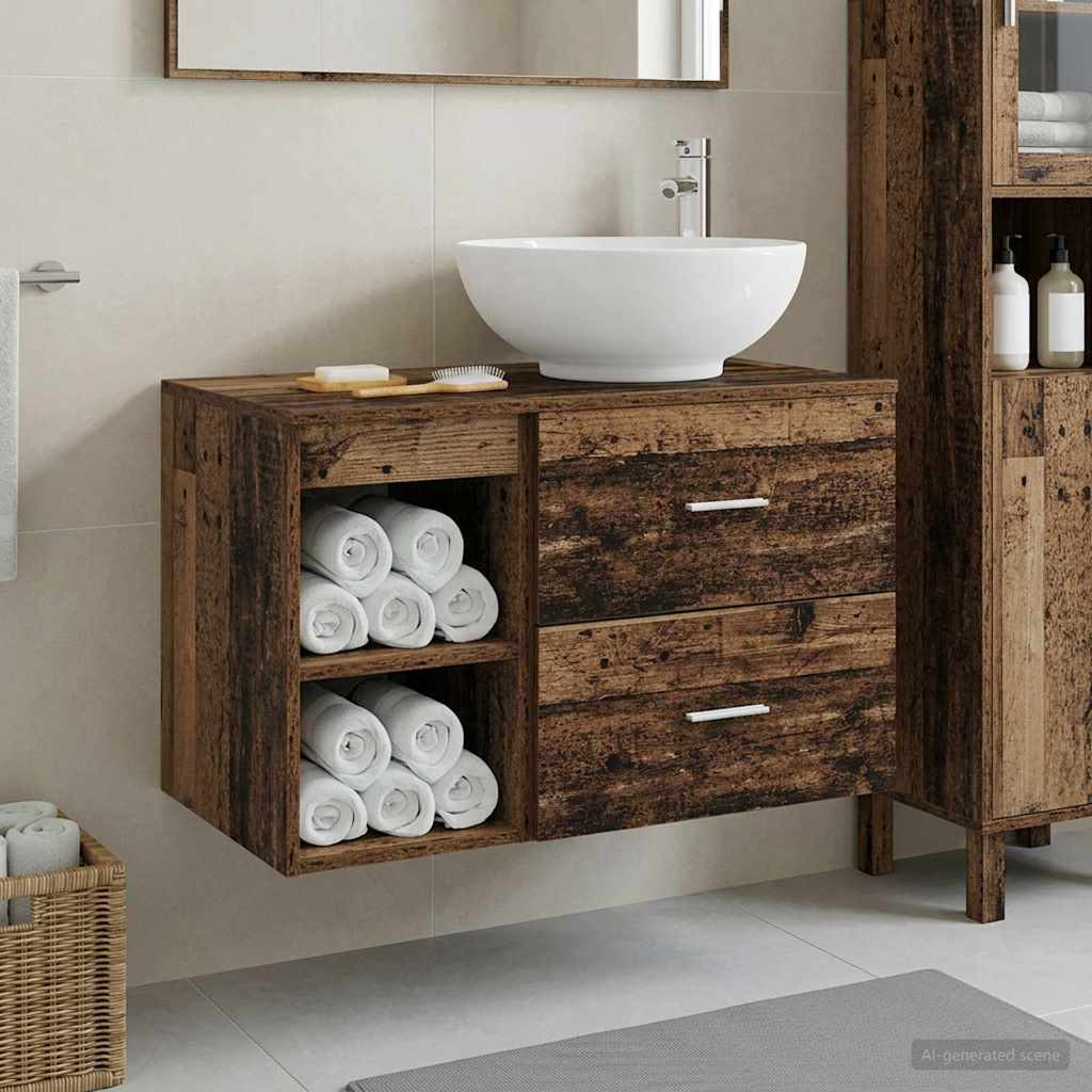 vidaXL Badezimmermöbel-Set 2 pcs Altholz Holzwerkstoff