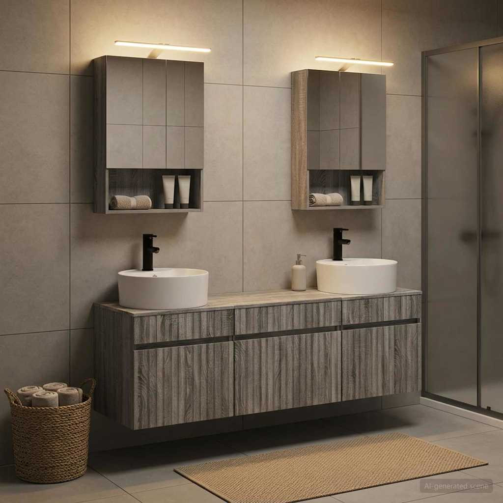 vidaXL Badezimmerschrank-Set 5 pcs Grau Sonoma 50 x 14,5 x 70 cm