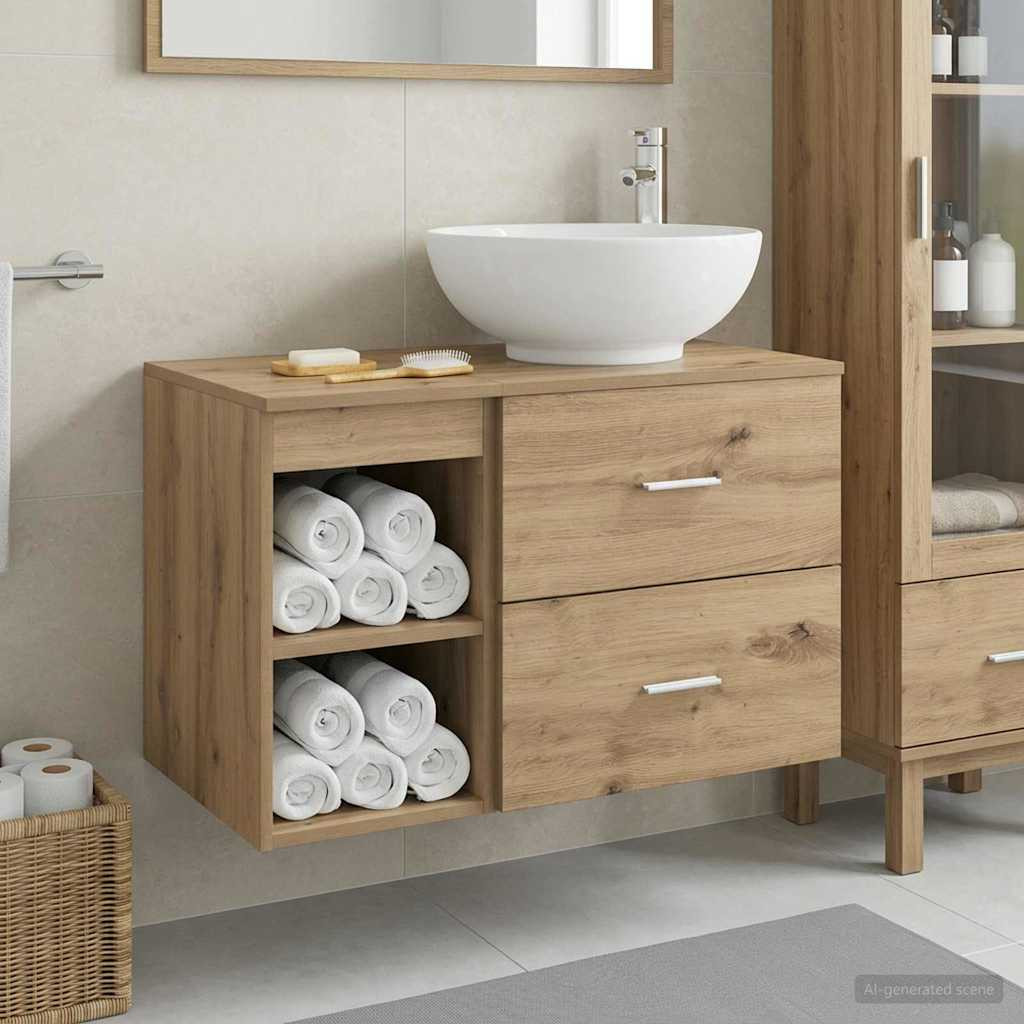 vidaXL Badezimmermöbel-Set 2 Stk. Artisan-Eiche Holzwerkstoff