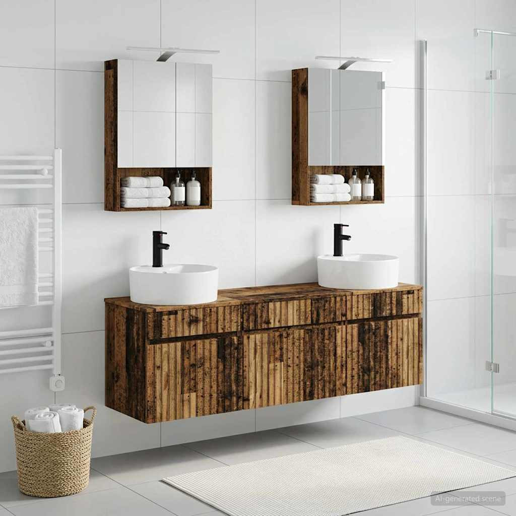 vidaXL Badezimmerschrank-Set 5 pcs Altholz Holzwerkstoff
