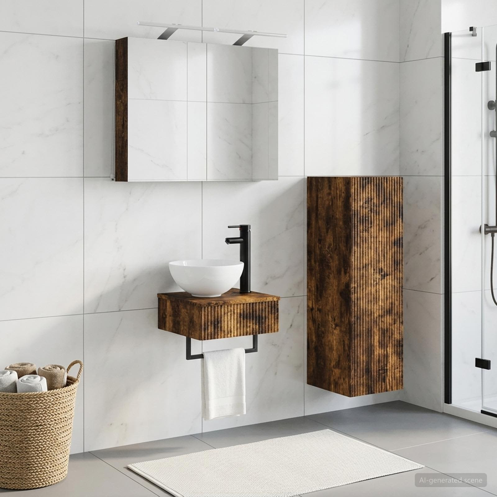 vidaXL Badezimmerschrank-Set 4 pcs Geräucherte Eiche