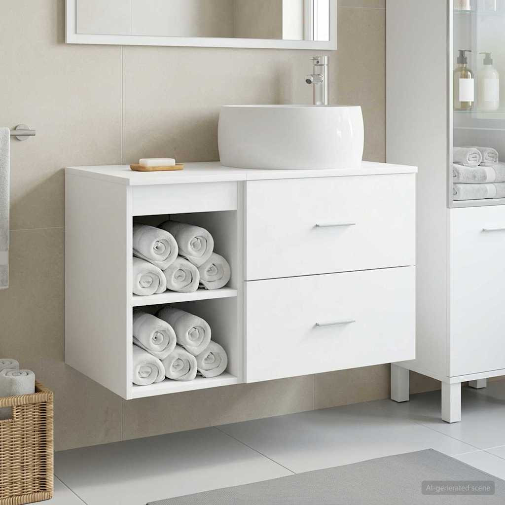 vidaXL Badezimmermöbel-Set 2 pcs Weiß Holzwerkstoff