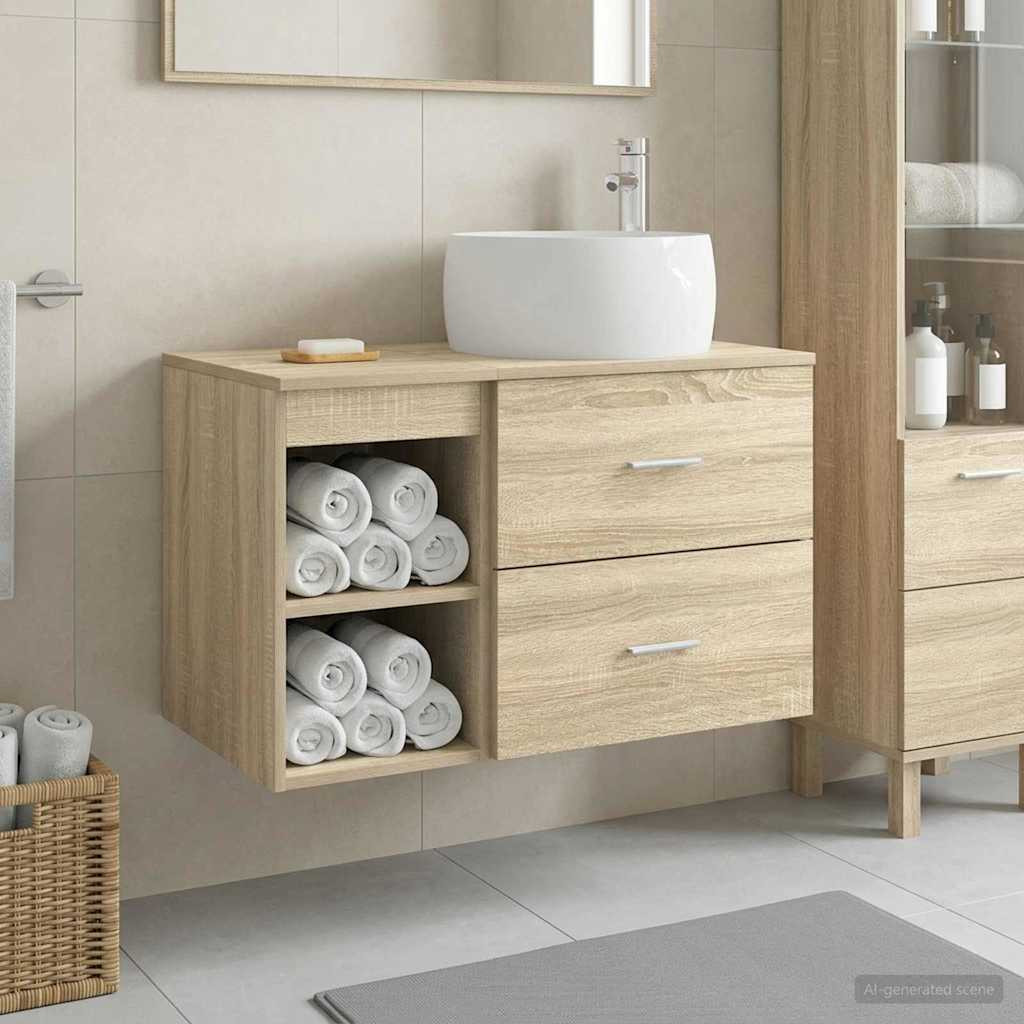 vidaXL Badezimmermöbel-Set 2 pcs Sonoma-Eiche Holzwerkstoff