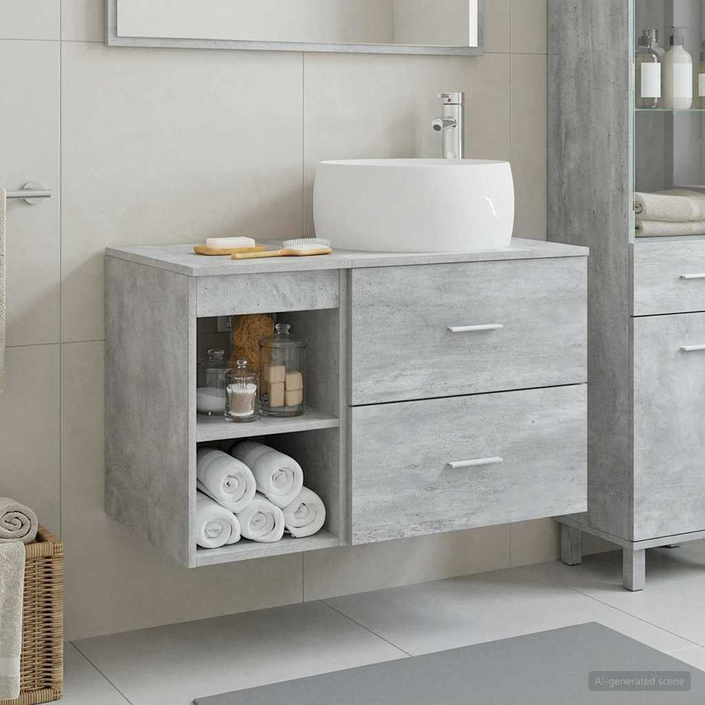 vidaXL Badezimmermöbel-Set 2 pcs Betongrau Holzwerkstoff