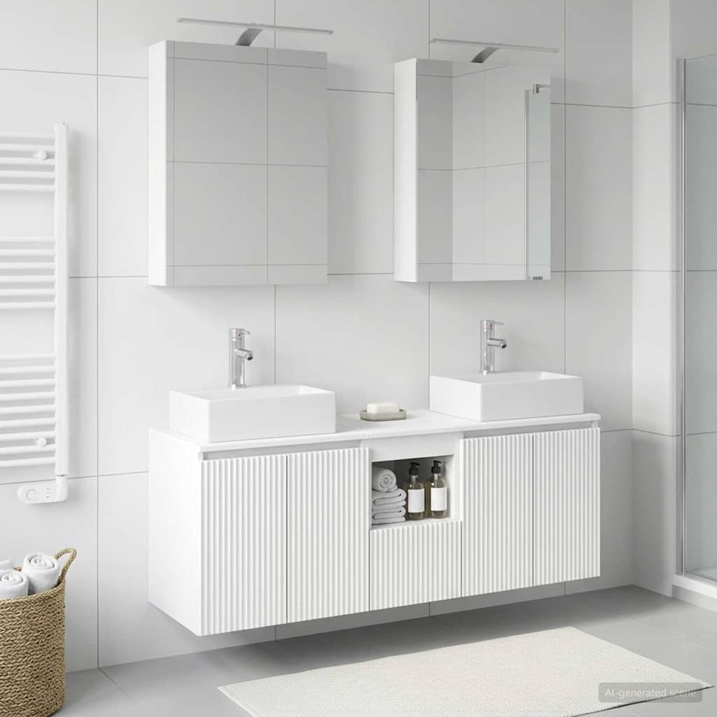 vidaXL Badezimmerschrank-Set 5 pcs Weiß Holzwerkstoff