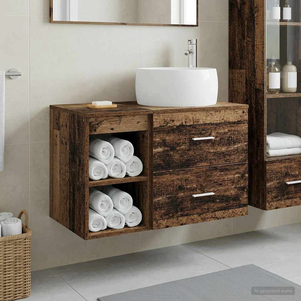 vidaXL Badezimmermöbel-Set 2 pcs Altholz Holzwerkstoff
