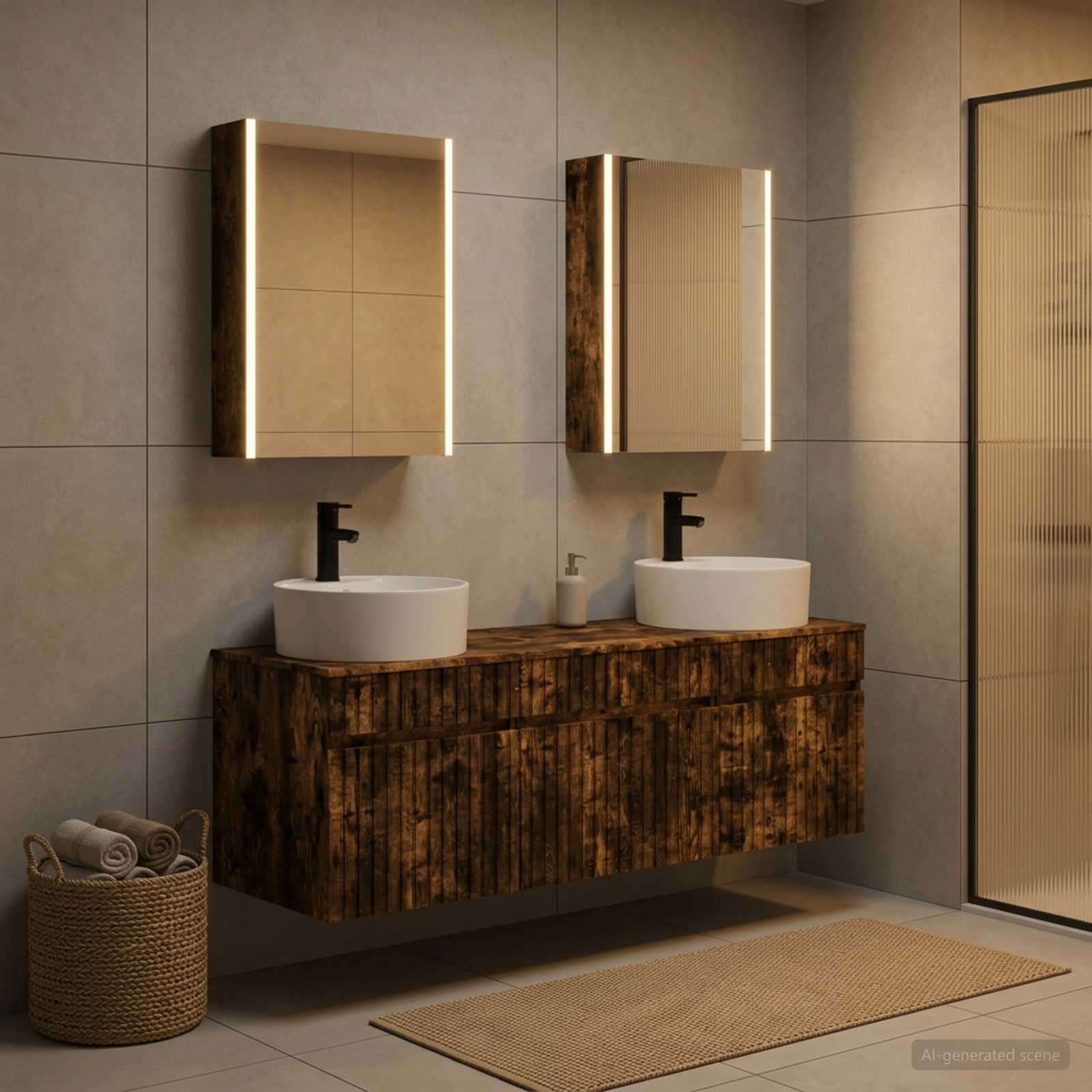 vidaXL Badezimmerschrank-Set 5 pcs Geräucherte Eiche 53 x 15,5 x 70 cm