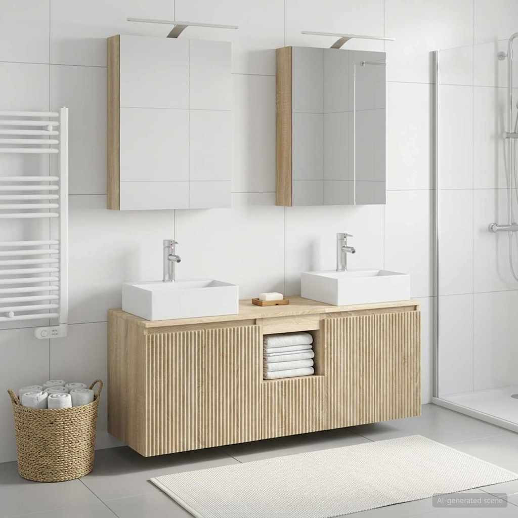 vidaXL Badezimmerschrank-Set 5 pcs Sonoma-Eiche Holzwerkstoff