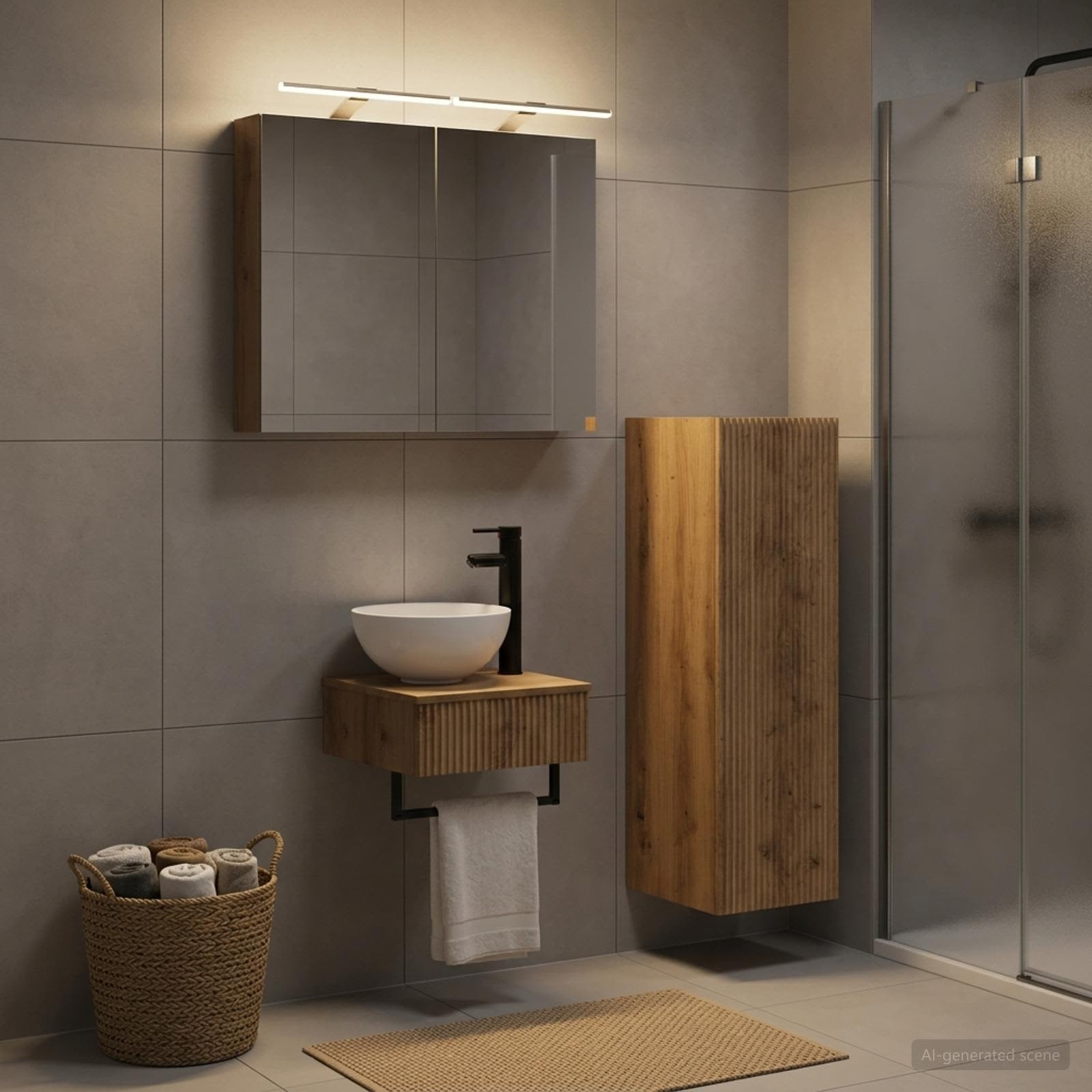 vidaXL Badezimmerschrank-Set 4 Stk. Artisan-Eiche Holzwerkstoff