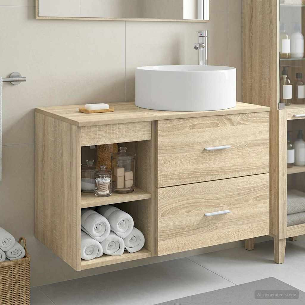 vidaXL Badezimmermöbel-Set 2 pcs Sonoma-Eiche Holzwerkstoff