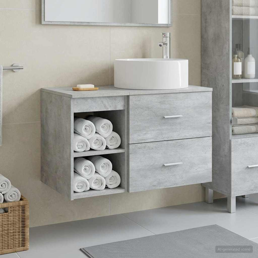 vidaXL Badezimmermöbel-Set 2 pcs Betongrau Holzwerkstoff