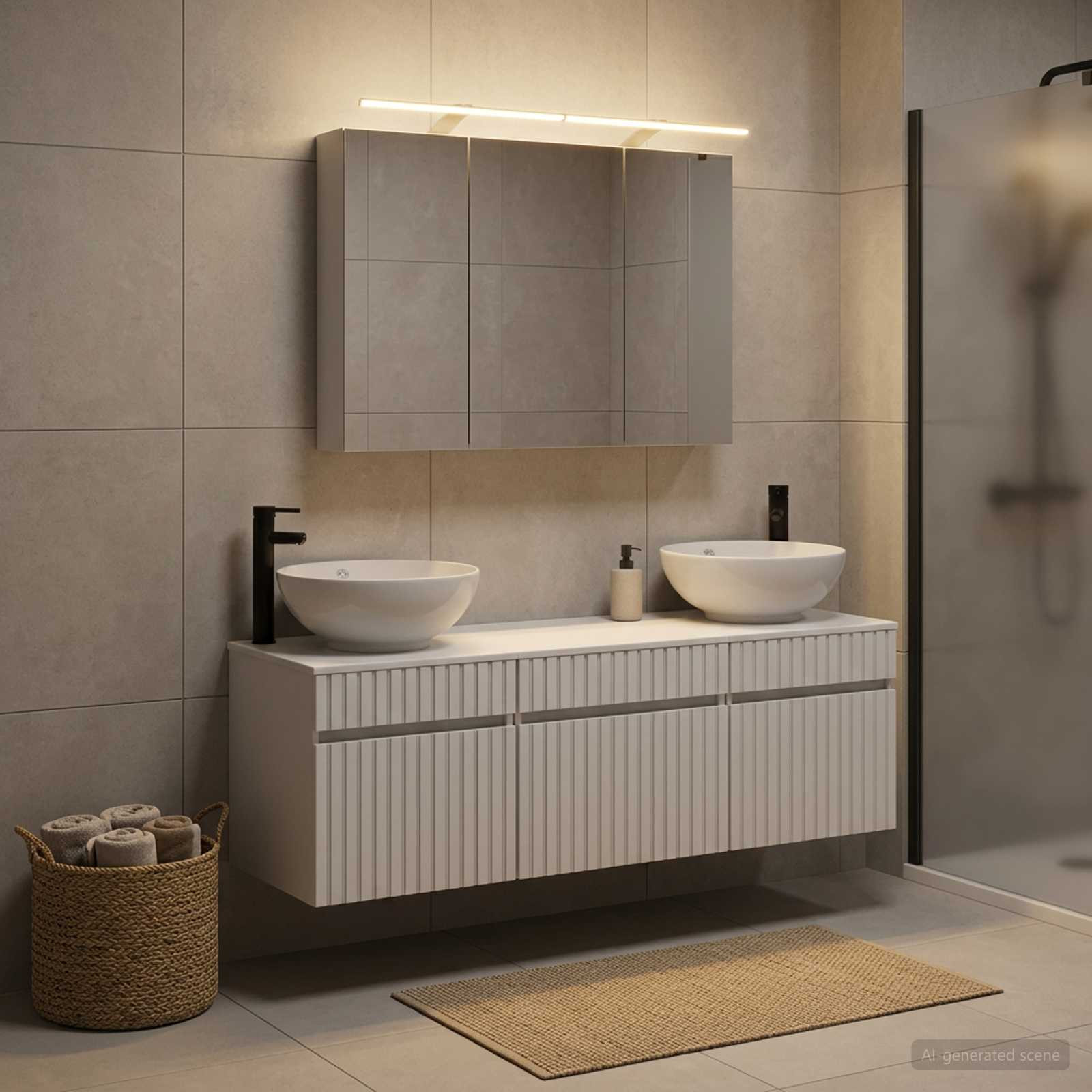 vidaXL Badezimmerschrank-Set 4 pcs Weiß 100 x 14,5 x 70 cm