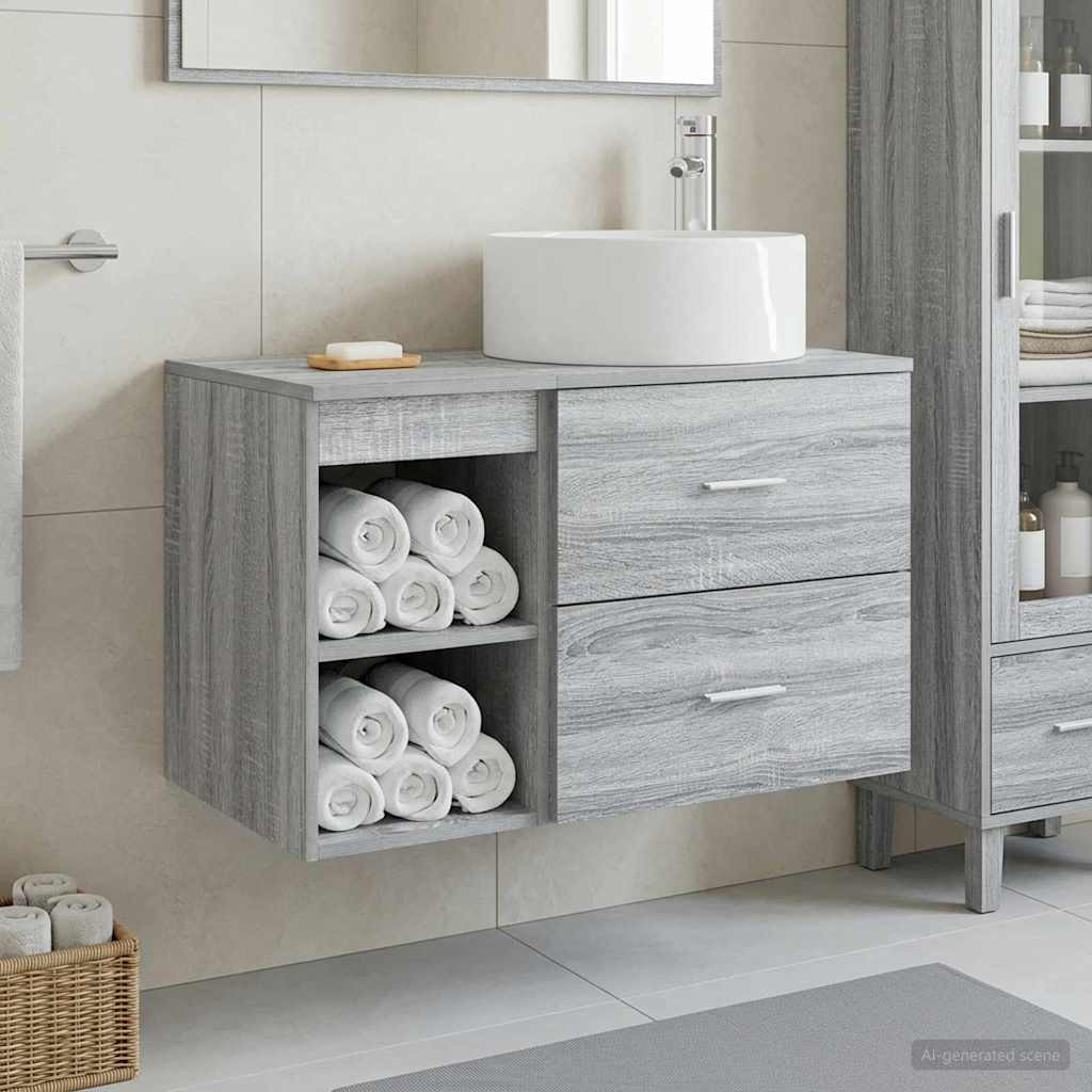vidaXL Badezimmermöbel-Set 2 pcs Grau Sonoma Holzwerkstoff
