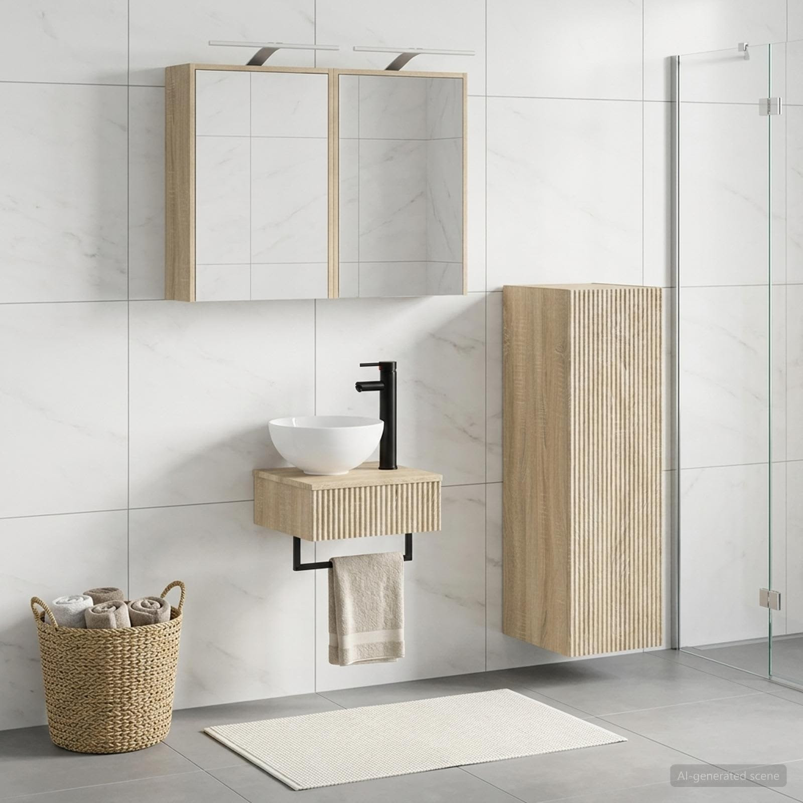 vidaXL Badezimmerschrank-Set 4 pcs Sonoma-Eiche 43 x 16 x 62,5 cm