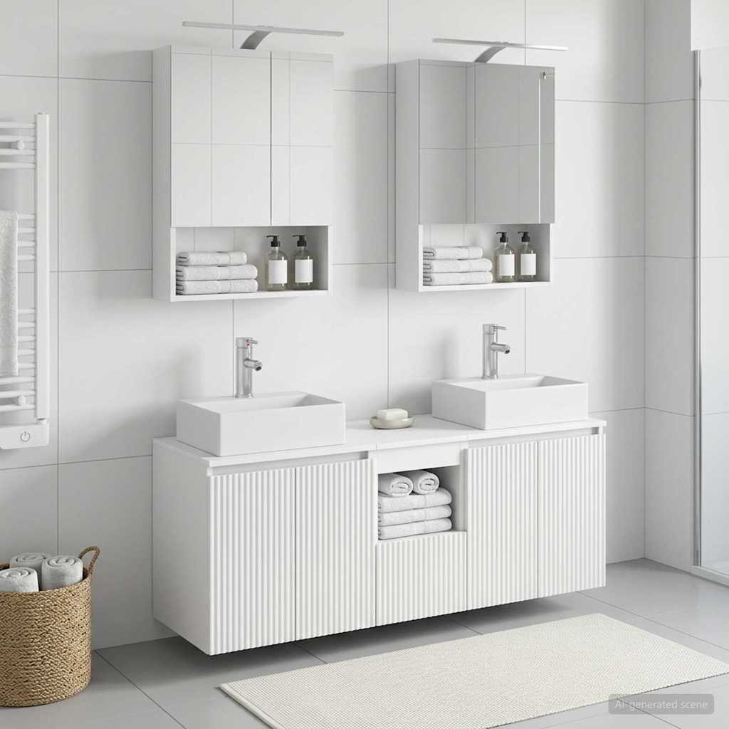 vidaXL Badezimmerschrank-Set 5 pcs Weiß Holzwerkstoff