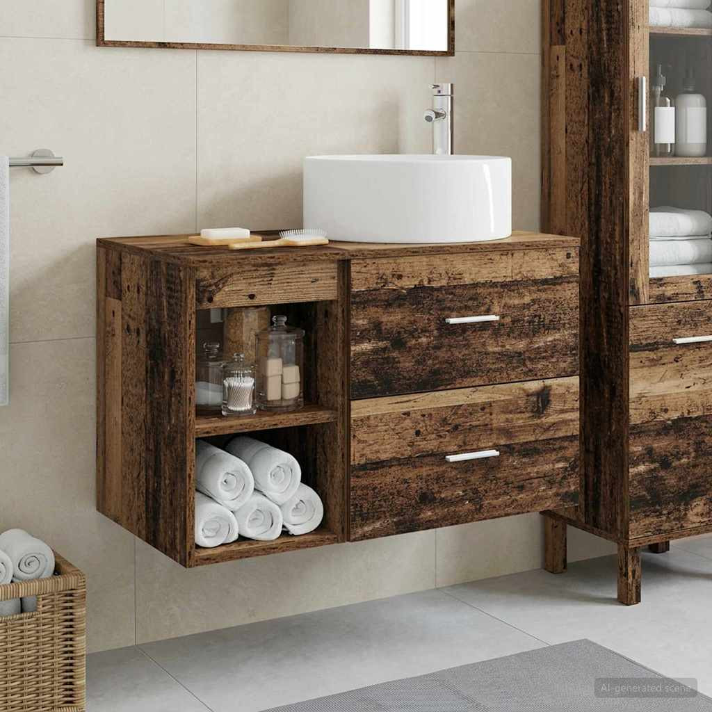 vidaXL Badezimmermöbel-Set 2 pcs Altholz Holzwerkstoff