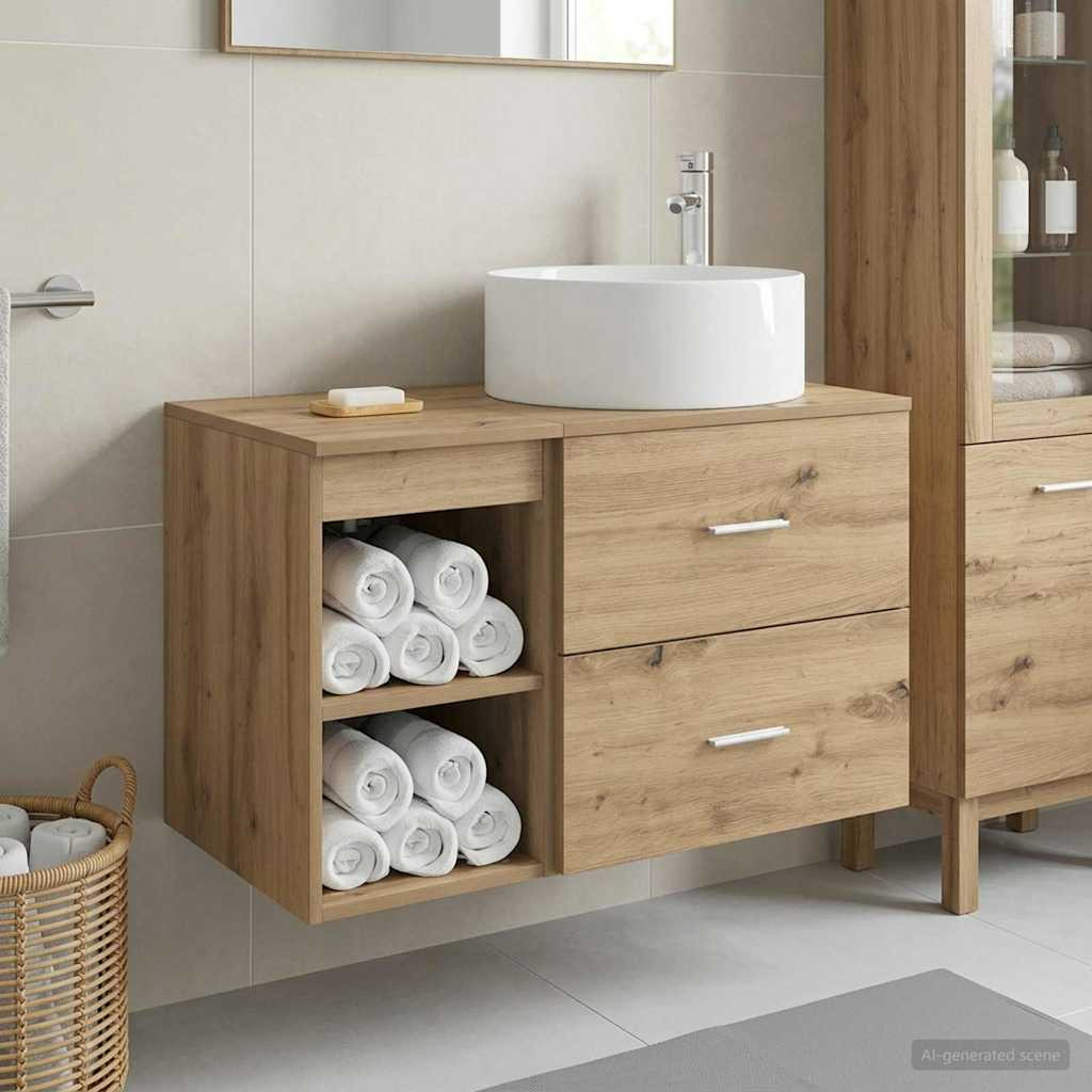 vidaXL Badezimmermöbel-Set 2 Stk. Artisan-Eiche Holzwerkstoff