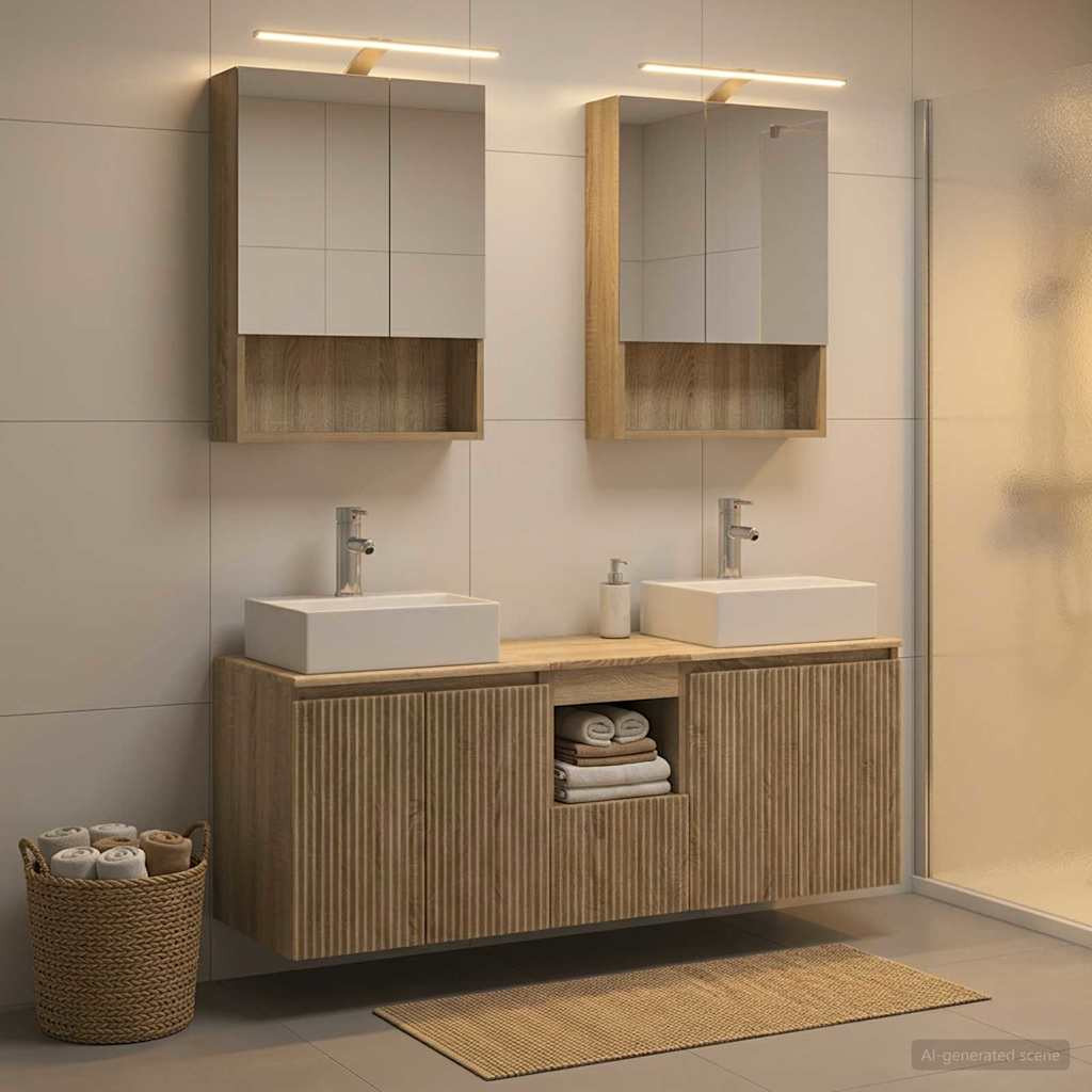 vidaXL Badezimmerschrank-Set 5 pcs Sonoma-Eiche Holzwerkstoff