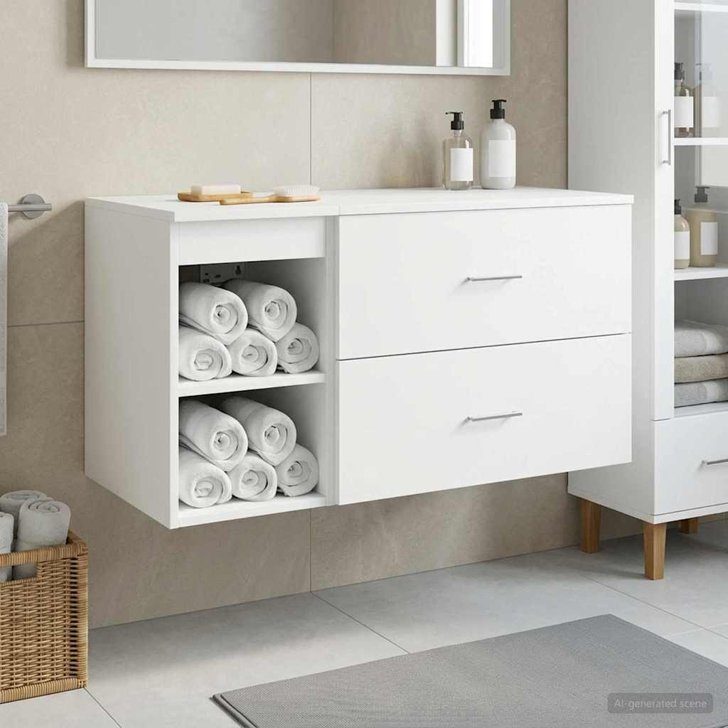 vidaXL Badezimmermöbel-Set 2 pcs Weiß Holzwerkstoff