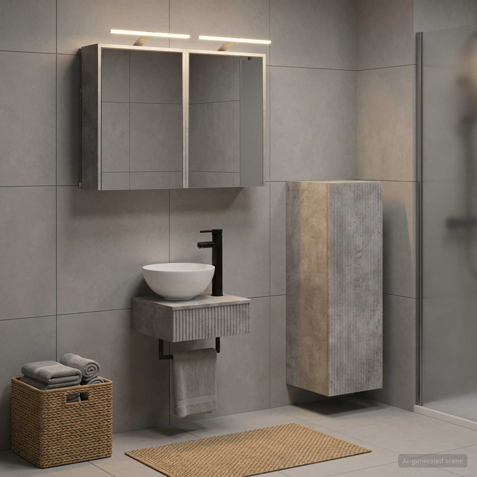 vidaXL Badezimmerschrank-Set 4 pcs Betongrau 43 x 16 x 62,5 cm