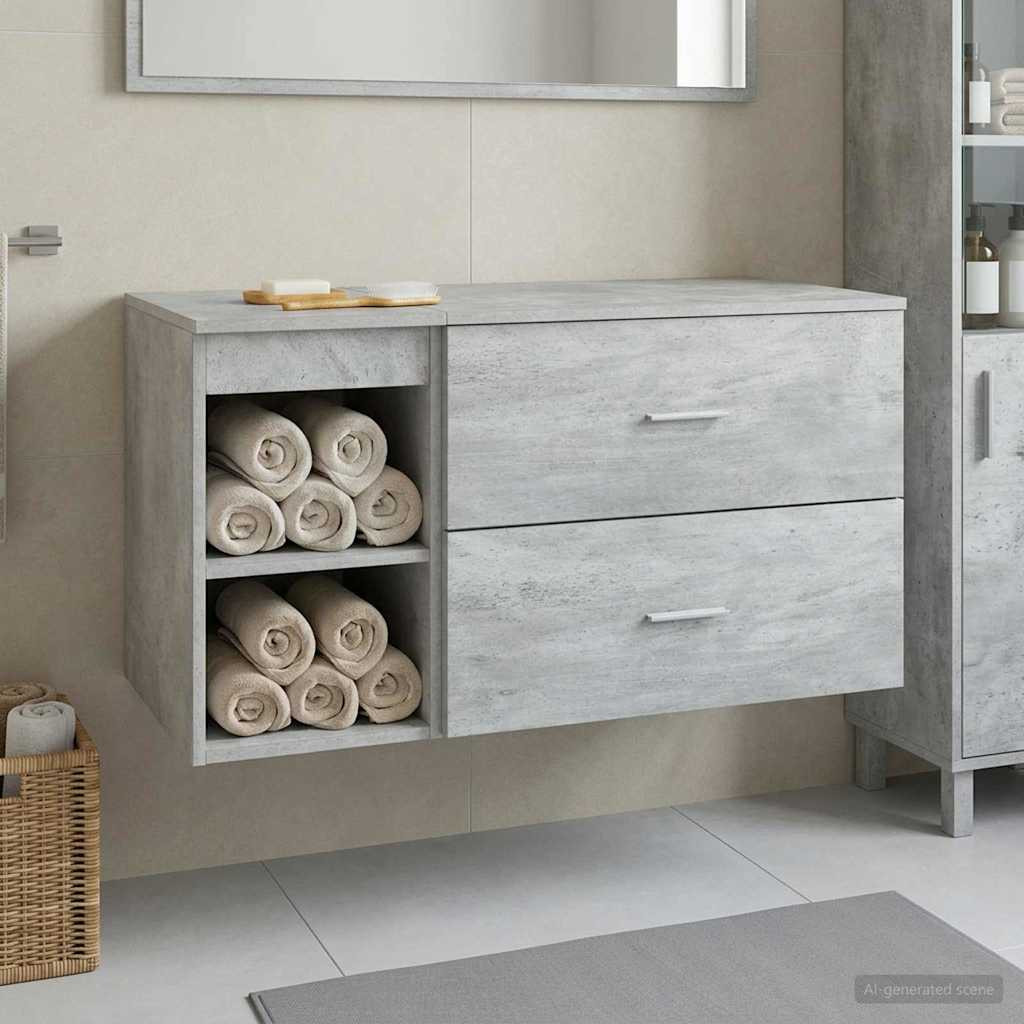 vidaXL Badezimmermöbel-Set 2 pcs Betongrau Holzwerkstoff