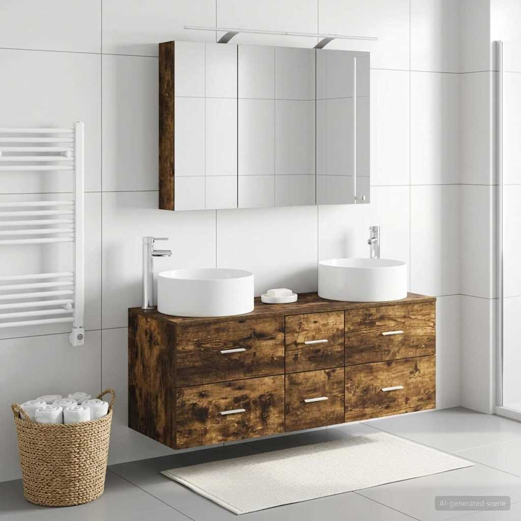 vidaXL Badezimmermöbel-Set 4 pcs Geräucherte Eiche
