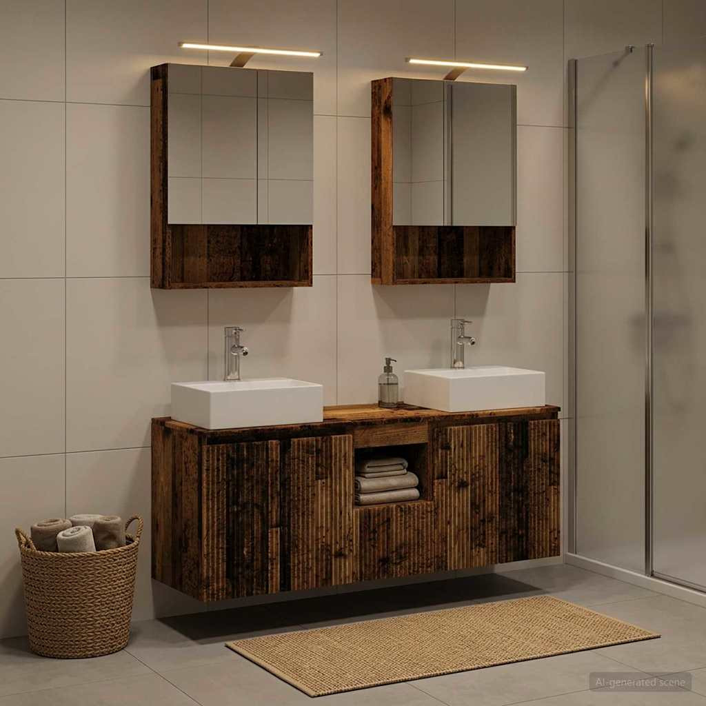 vidaXL Badezimmerschrank-Set 5 pcs Altholz Holzwerkstoff