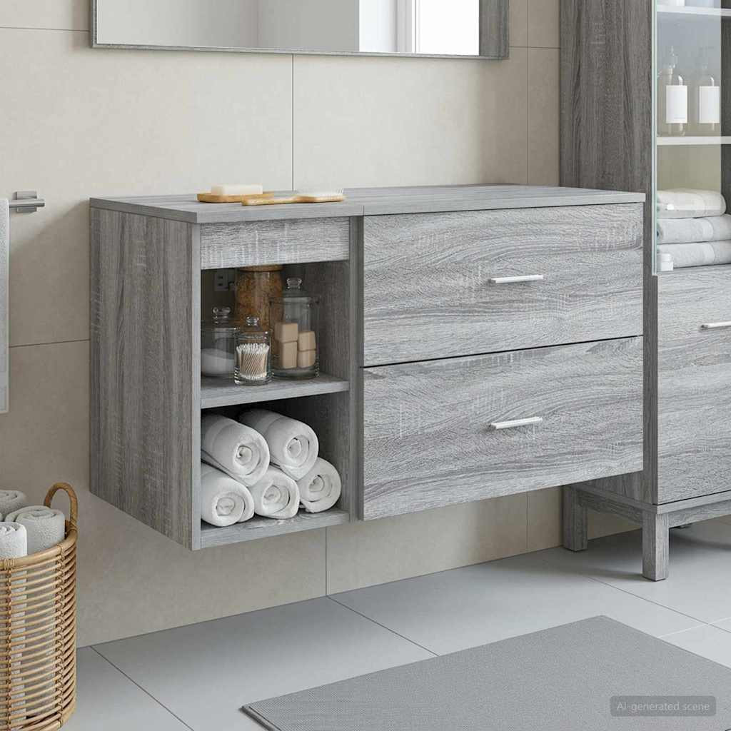 vidaXL Badezimmermöbel-Set 2 pcs Grau Sonoma Holzwerkstoff