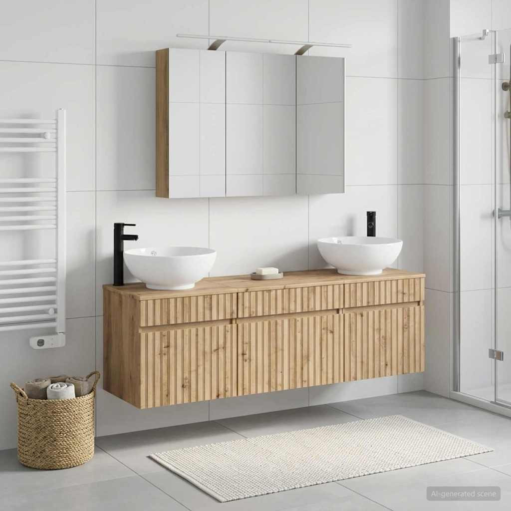 vidaXL Badezimmerschrank-Set 4 Stk. Artisan-Eiche Holzwerkstoff