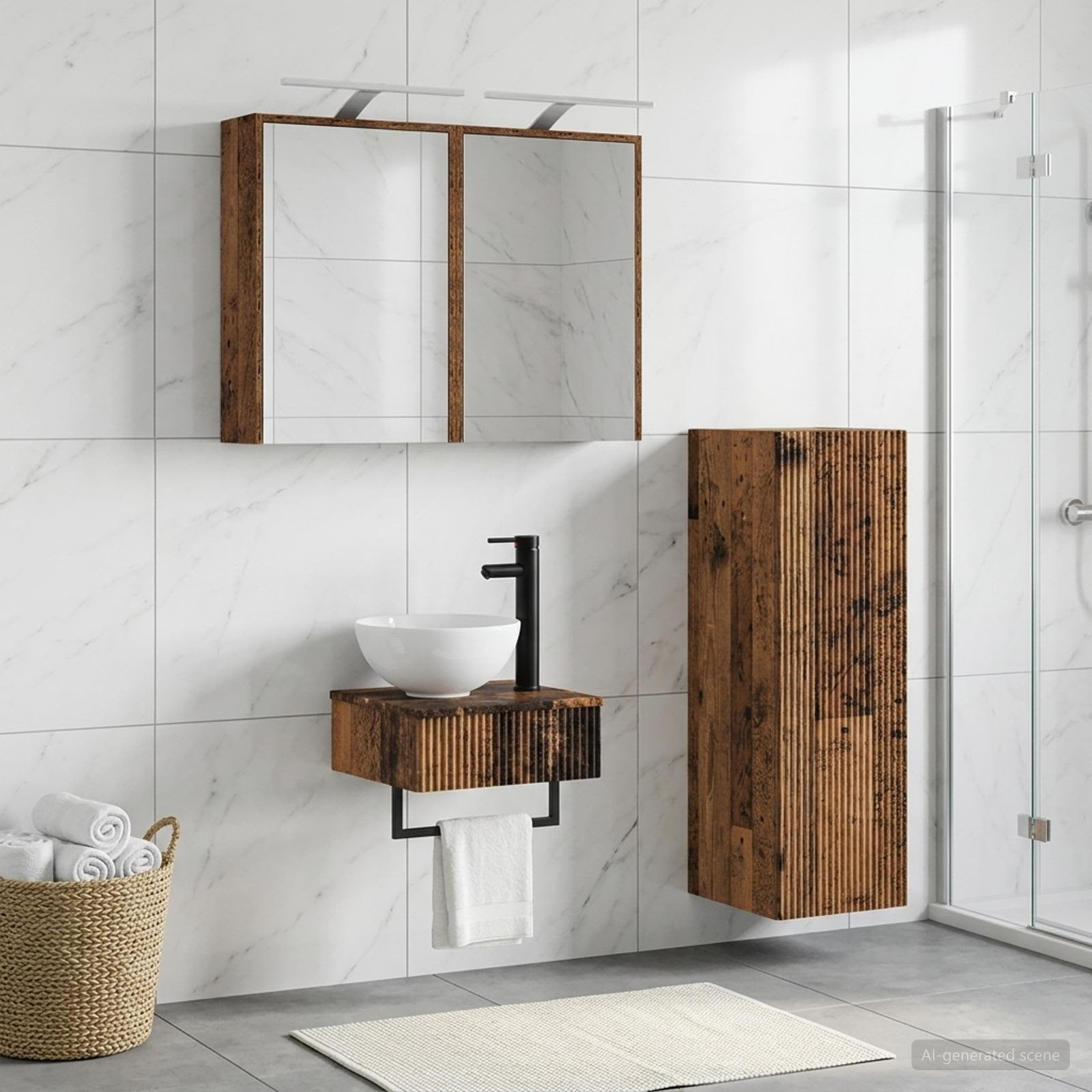 vidaXL Badezimmerschrank-Set 4 pcs Altholz 43 x 16 x 62,5 cm