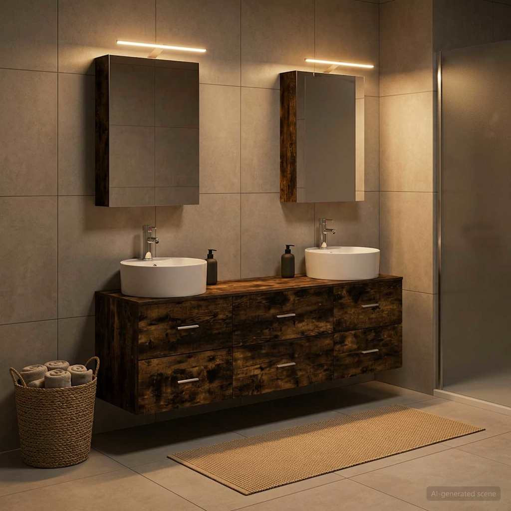 vidaXL Badezimmermöbel-Set 5 pcs Geräucherte Eiche