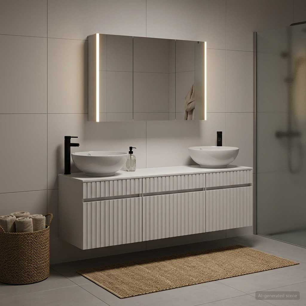 vidaXL Badezimmerschrank-Set 4 pcs Weiß 103,5 x 15,5 x 70 cm
