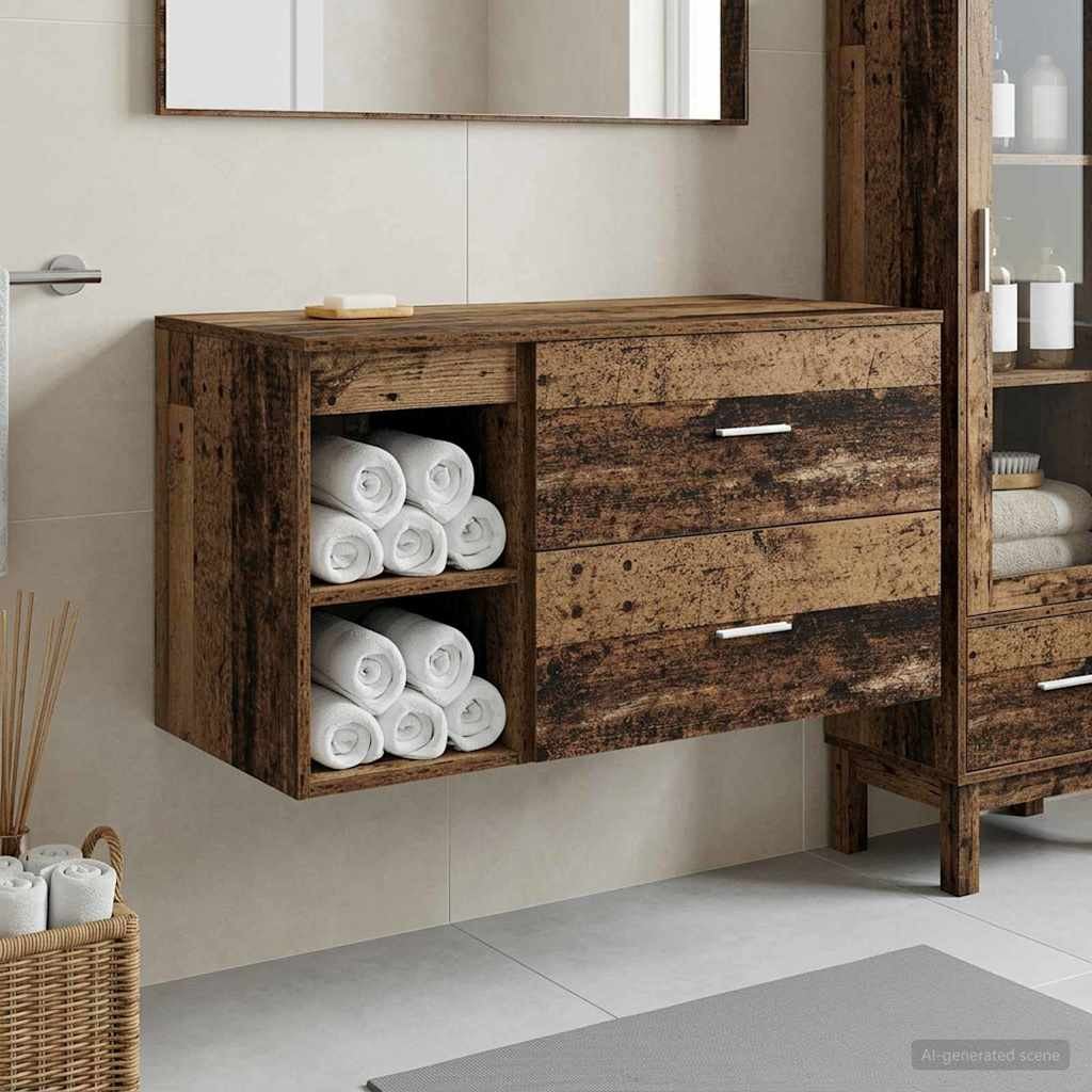 vidaXL Badezimmermöbel-Set 2 pcs Altholz Holzwerkstoff
