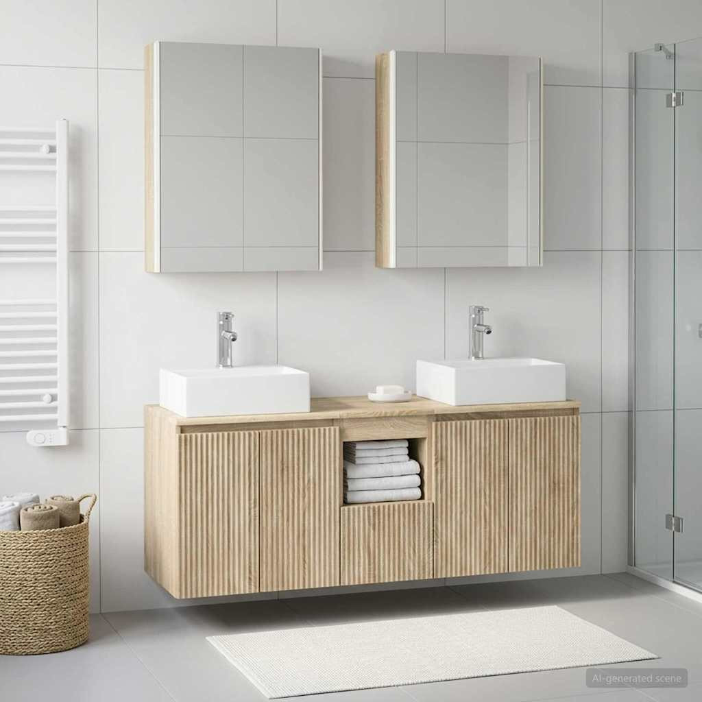 vidaXL Badezimmerschrank-Set 5 pcs Sonoma-Eiche Holzwerkstoff