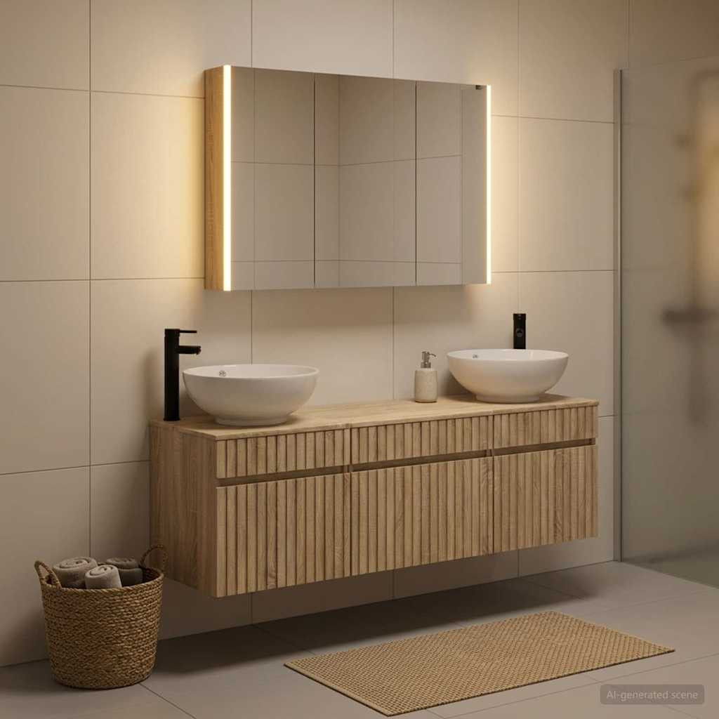vidaXL Badezimmerschrank-Set 4 pcs Sonoma-Eiche 103,5 x 15,5 x 70 cm