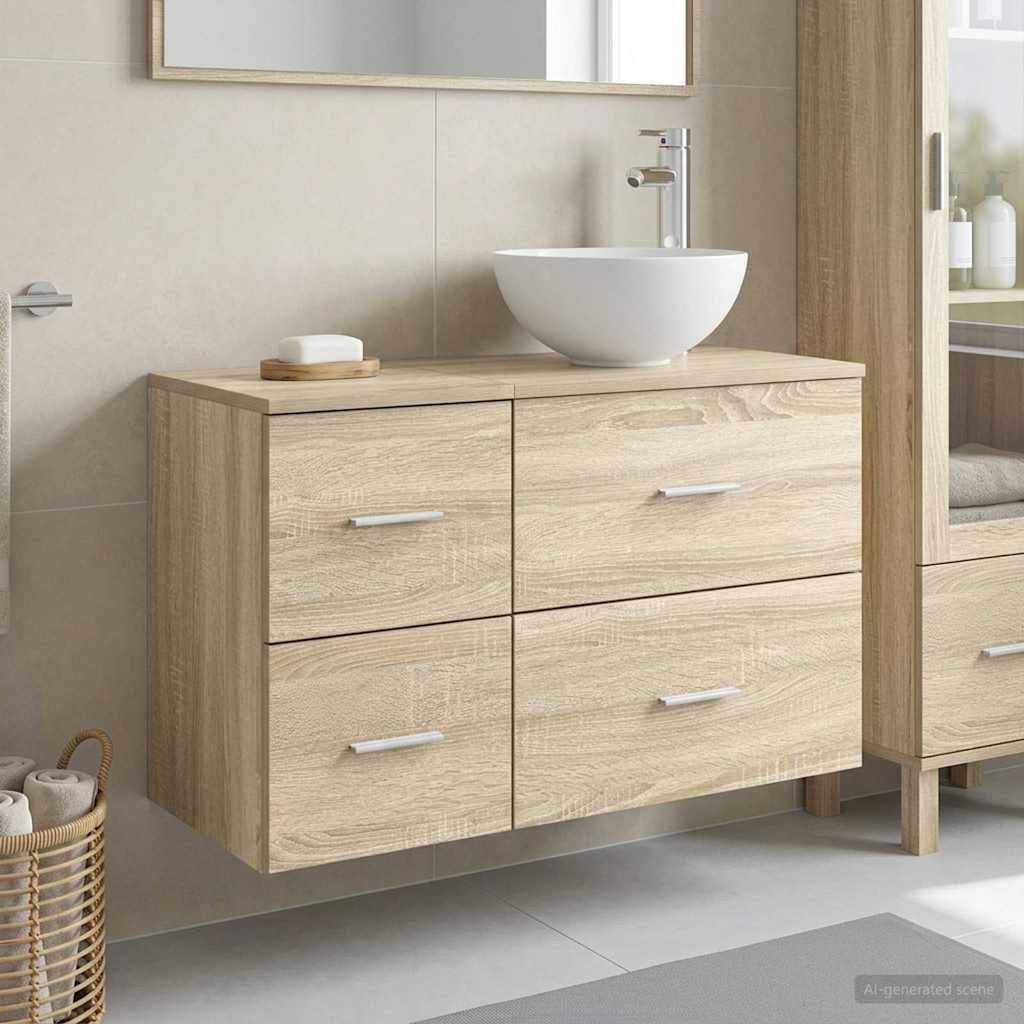 vidaXL Badezimmermöbel-Set 2 pcs Sonoma-Eiche Holzwerkstoff
