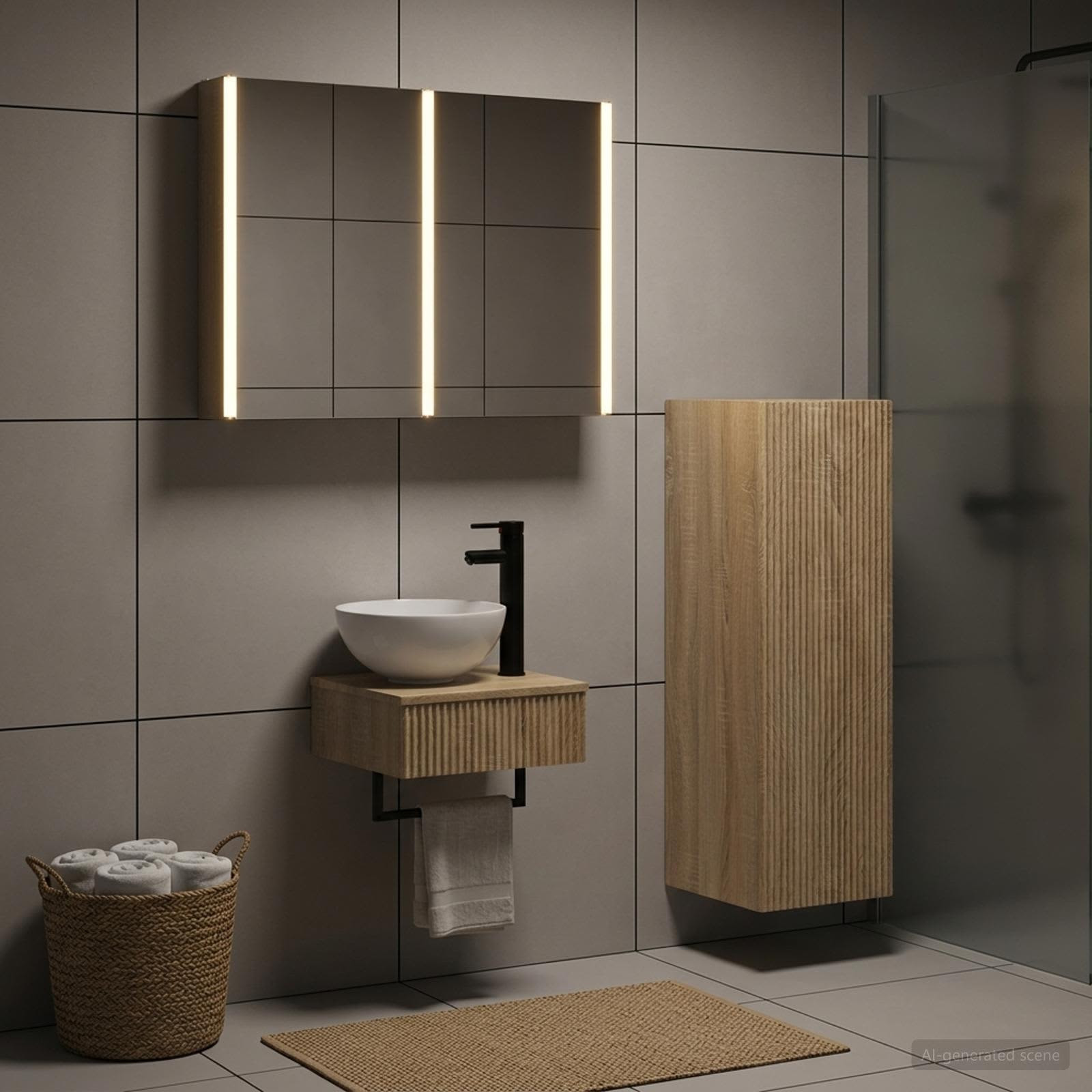 vidaXL Badezimmerschrank-Set 4 pcs Sonoma-Eiche 43 x 11,5 x 60,5 cm