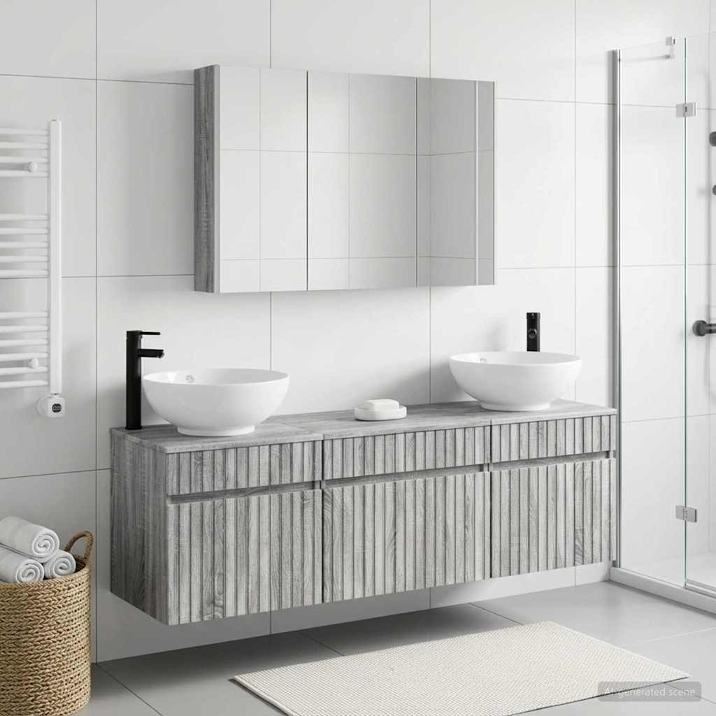 vidaXL Badezimmerschrank-Set 4 pcs Grau Sonoma 103,5 x 15,5 x 70 cm