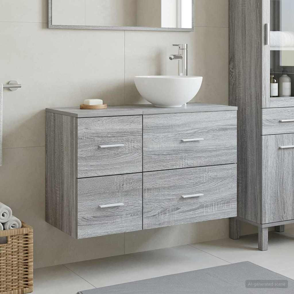 vidaXL Badezimmermöbel-Set 2 pcs Grau Sonoma Holzwerkstoff