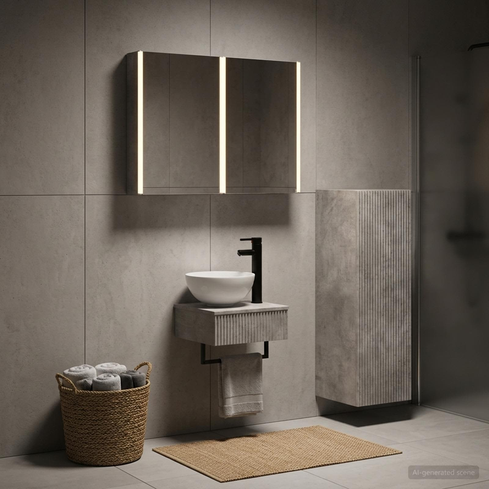 vidaXL Badezimmerschrank-Set 4 pcs Betongrau 43 x 11,5 x 60,5 cm