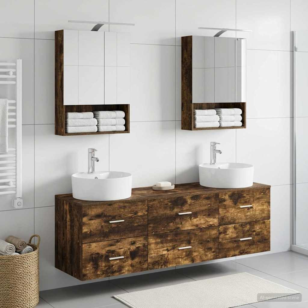 vidaXL Badezimmermöbel-Set 5 pcs Geräucherte Eiche