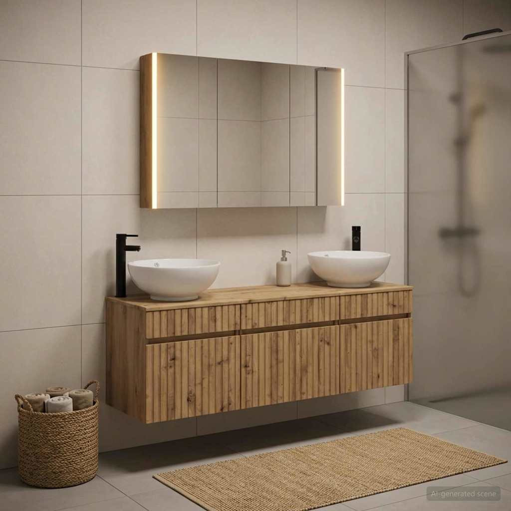 vidaXL Badezimmerschrank-Set 4 Stk. Artisan-Eiche Holzwerkstoff