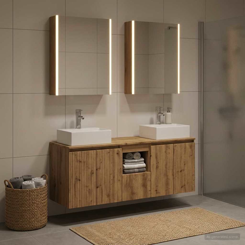 vidaXL Badezimmerschrank-Set 5 Stk. Artisan-Eiche Holzwerkstoff