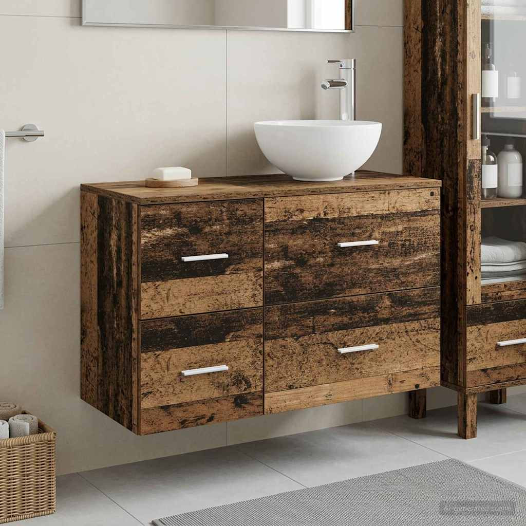 vidaXL Badezimmermöbel-Set 2 pcs Altholz Holzwerkstoff