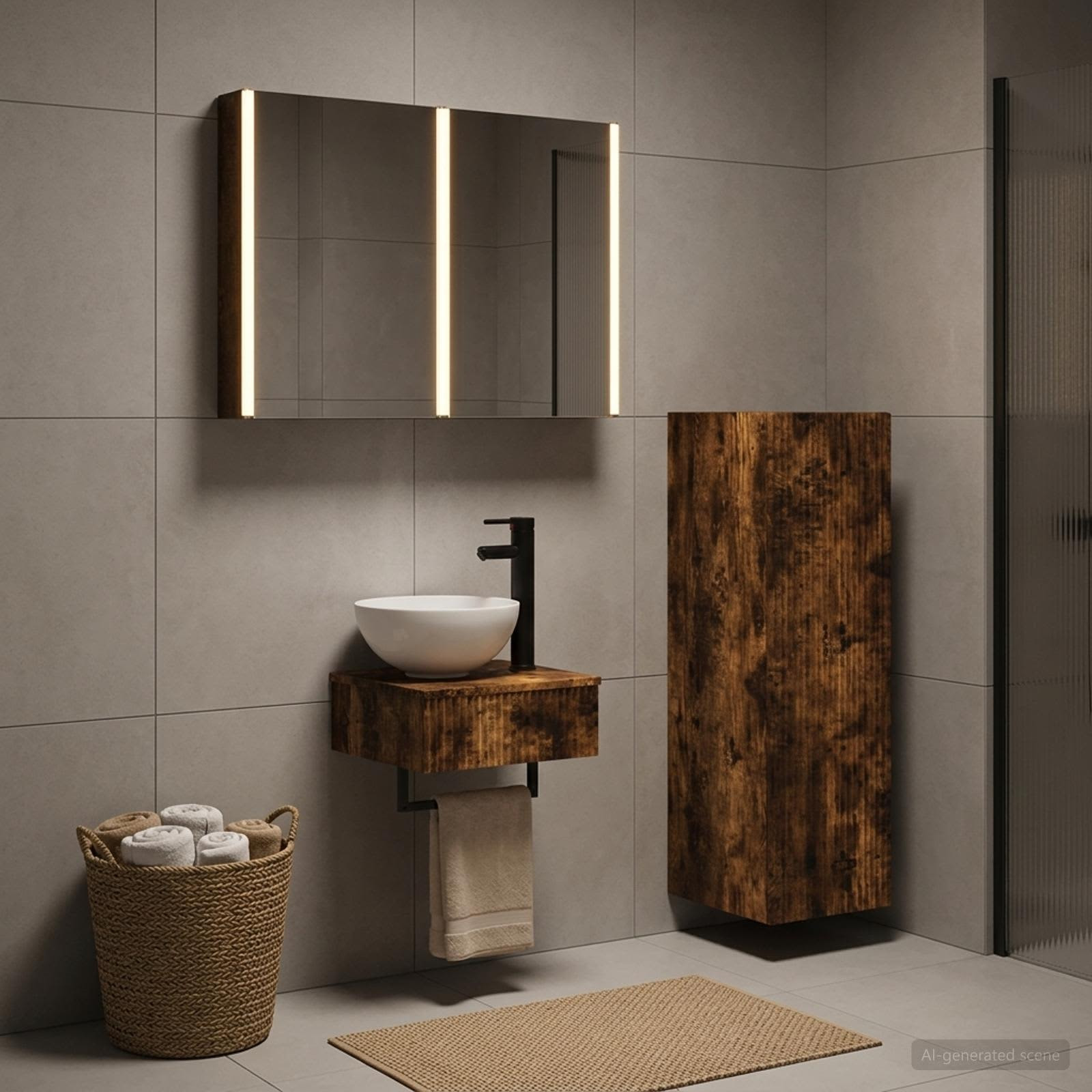 vidaXL Badezimmerschrank-Set 4 pcs Geräucherte Eiche