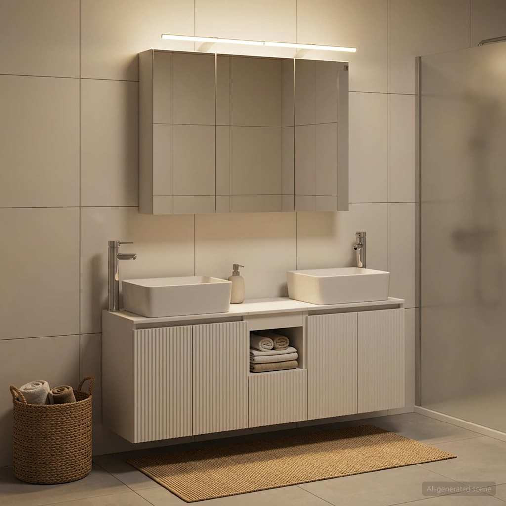 vidaXL Badezimmerschrank-Set 4 pcs Weiß Holzwerkstoff